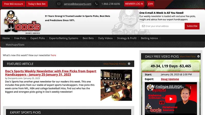 Doc's Sports, one of the best sites for premium sports betting picks