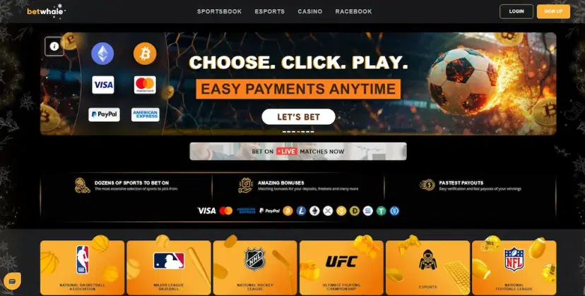 BetWhale Sportsbook page Dec 2025