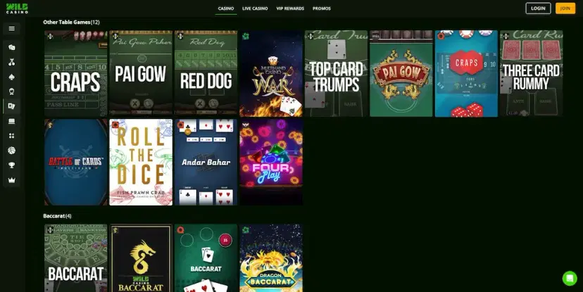WIld Casino Other Table Games Mar 2026