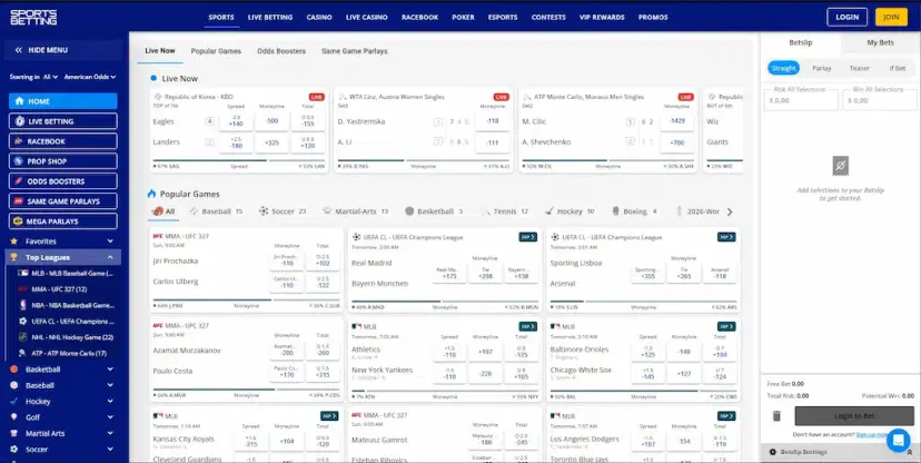 Sportsbetting Sportsbook Betting Options Apr 2026