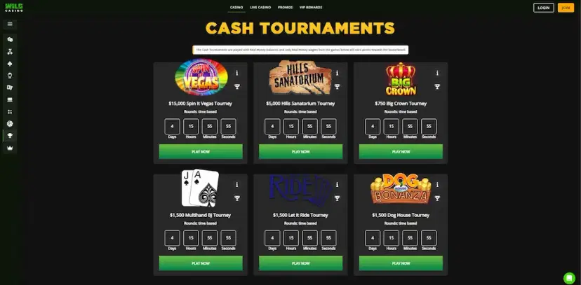 wild casino tournaments sept 2026