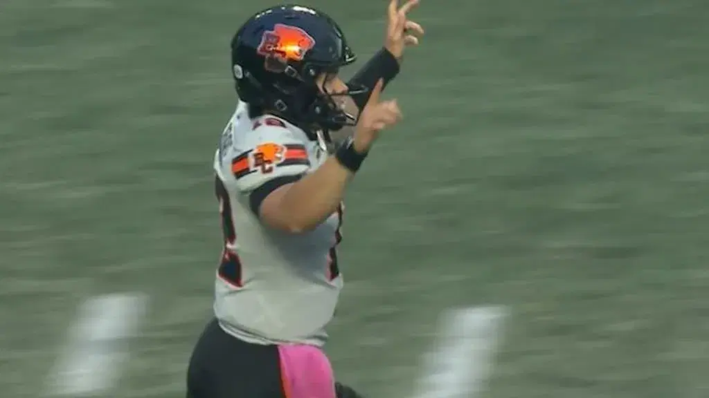 BC Lions quarterback Nathan Rourke celebrates - Calgary Stampeders vs. BC Lions CFL West Semi-Final Prediction & Picks (Nov. 1, 2025)