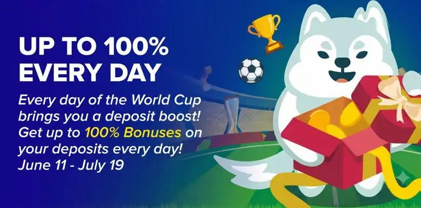Wild.io World Cup Daily Reload Bonuses Offer Up to 100%